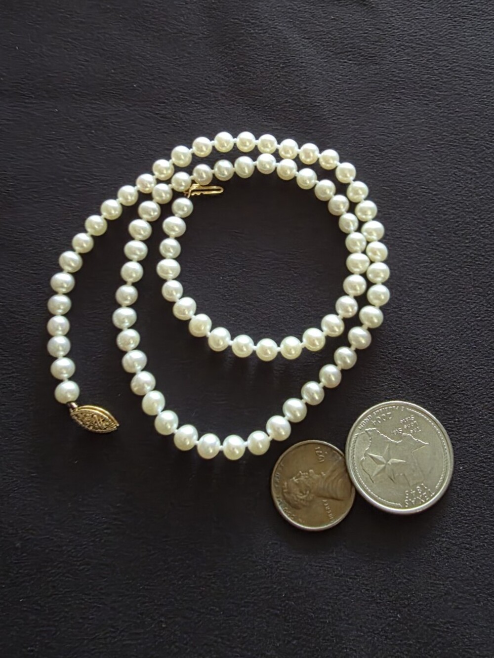 14K Gold Filagree Clasp Akoya Cultured Pearl Necklace 5mm Knotted Strand - Picture 13 of 13